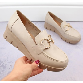 Naisten kengät, kiilamokasiinit, beige Potocki SZ12374 1