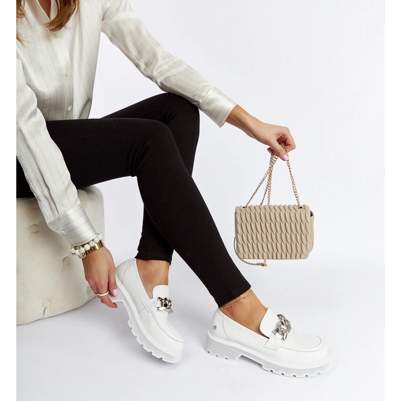 Valkoiset nahkaiset mokasiinit Goe LL2N4038 valkoinen 2