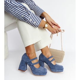 Cherin siniset pumput massiivisella lohkokorolla sininen 1