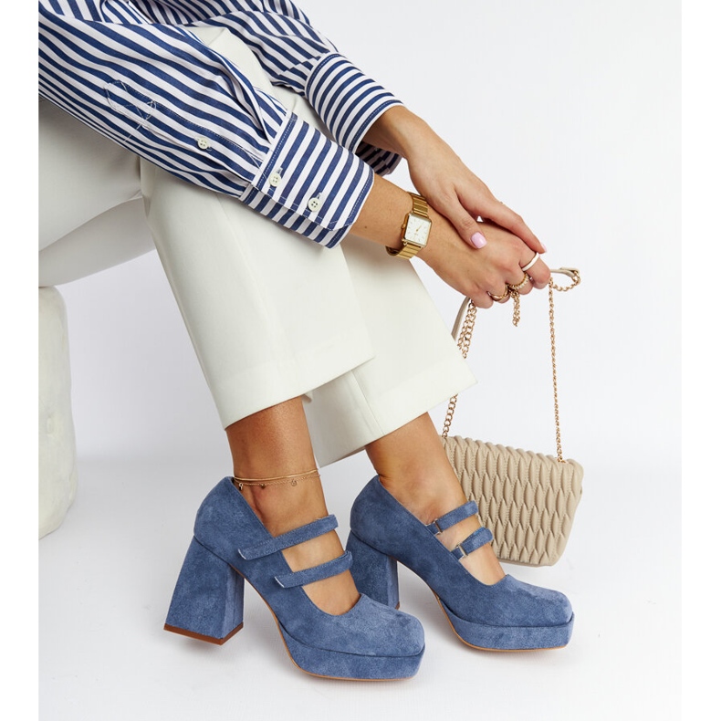 Cherin siniset pumput massiivisella lohkokorolla sininen 1