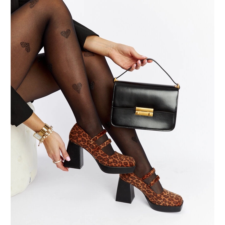 Cher leopardipumput massiivisella lohkokorolla ruskea 1