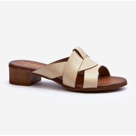 Zazoo 40236 Naisten nahkatossut matalalla korolla, beige 2