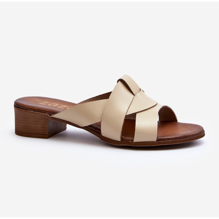 Zazoo 40236 Naisten nahkatossut matalalla korolla, beige 2