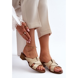 Zazoo 40236 Naisten nahkatossut matalalla korolla, beige 1