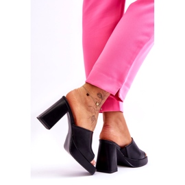 Sweet Shoes Mustat nahkaiset korkeakorkoiset tossut 3