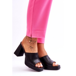 Sweet Shoes Mustat nahkaiset korkeakorkoiset tossut 4