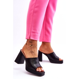 Sweet Shoes Mustat nahkaiset korkeakorkoiset tossut 6