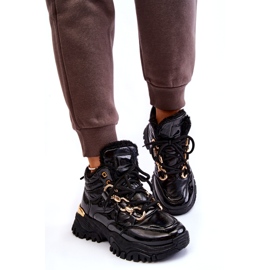 Naisten eristetyt urheilukengät retkeilykengät kultaisella ketjulla mustalla 4