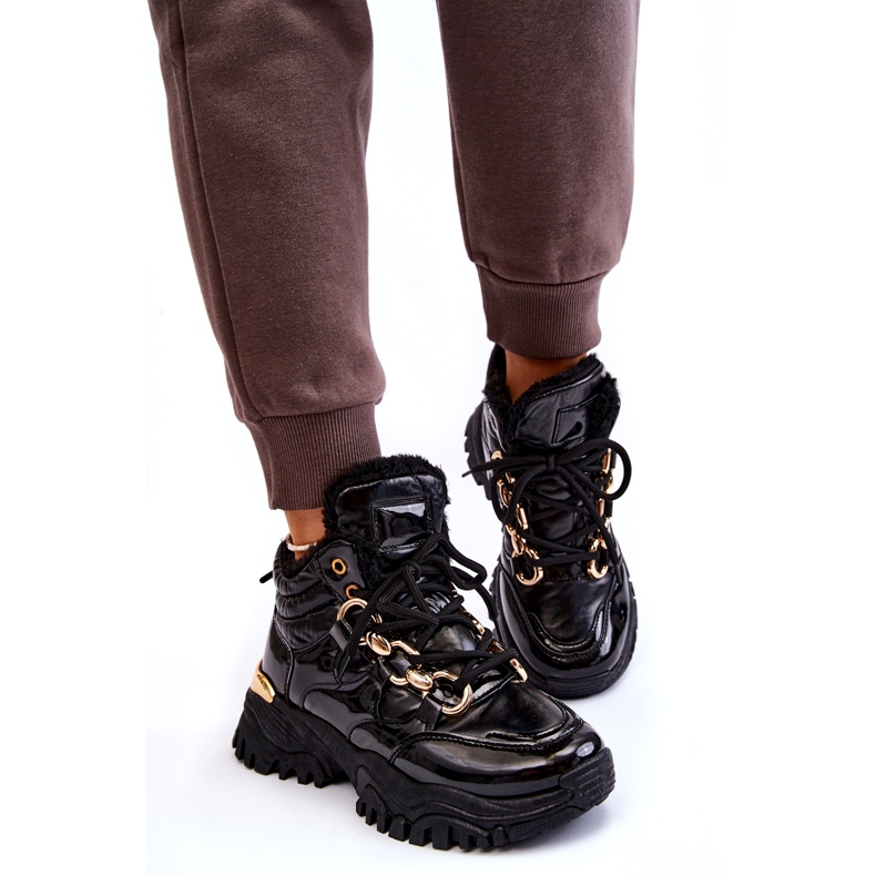 Naisten eristetyt urheilukengät retkeilykengät kultaisella ketjulla mustalla 4