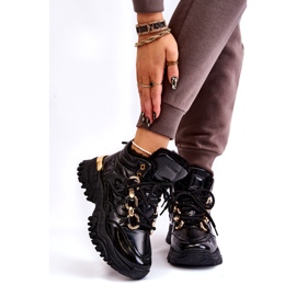 Naisten eristetyt urheilukengät retkeilykengät kultaisella ketjulla mustalla 1