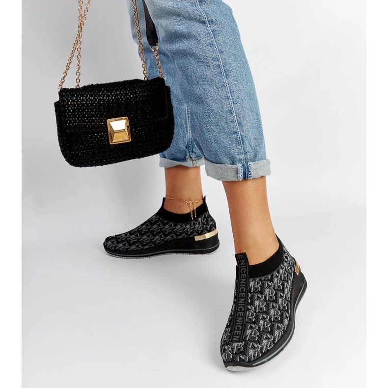 Mustat ja harmaat Slip On Tartano -kengät 1