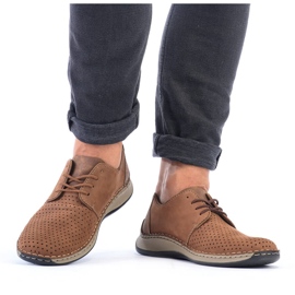 Ruskeat harjakattoiset nahkakengät miehille Rieker 05226-24 1