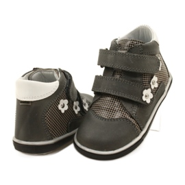 Tyttöjen nahkakengät valkoisilla kukilla 91904 harmaa bartek 4