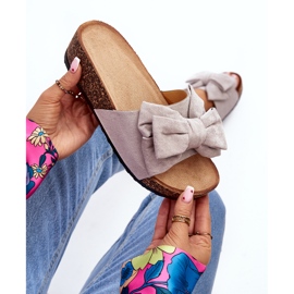 Naisten varvastossut korkkitasolla rusetilla, harmaa Tarena 1