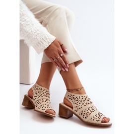 Beige harjakattoiset korkeakorkoiset sandaalit Serapina 1
