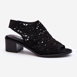 Harjakatkoiset korkeakorkoiset sandaalit, musta Serapina 1