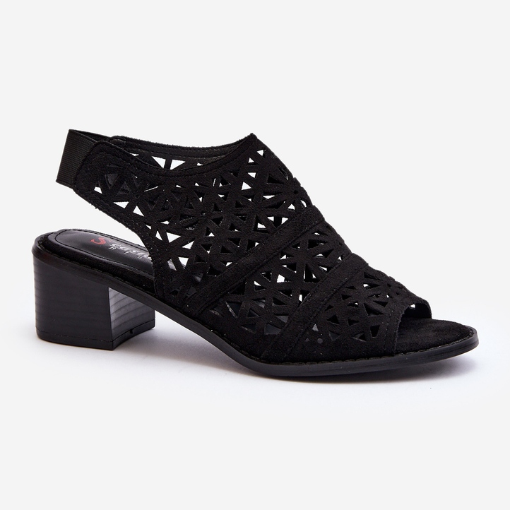 Harjakatkoiset korkeakorkoiset sandaalit, musta Serapina 1