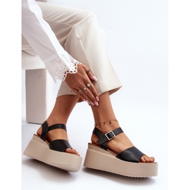 Naisten mustat kiila sandaalit Geferia 1