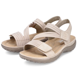 Mukavat naisten sandaalit tarranauhalla ja kuminauhalla, beige Rieker 64870-62 14