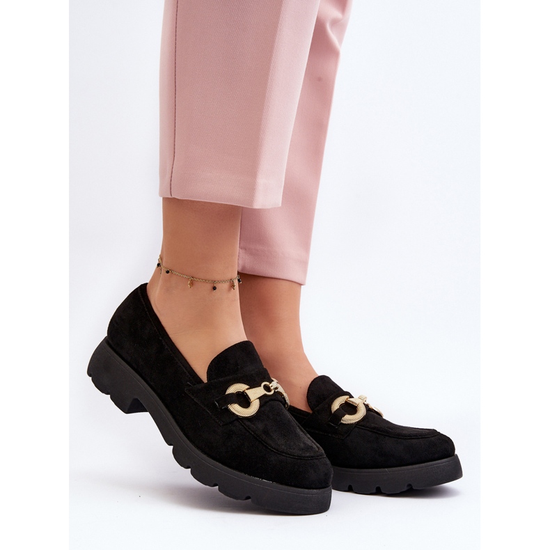 Naisten mokasiinit koristeellisella mustalla Railenesilla 2