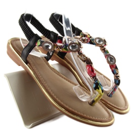 Varvastossut kivillä C63 musta vihreä keltainen punainen 1