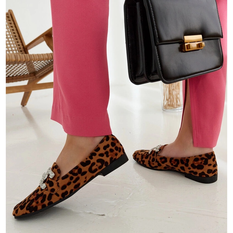 Leopardimokasiinit koristeltu Sanny-zirkoneilla ruskea 1