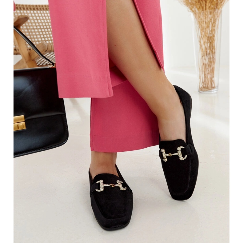 Fabrizian mustat samettiset mokasiinit strassilla 2