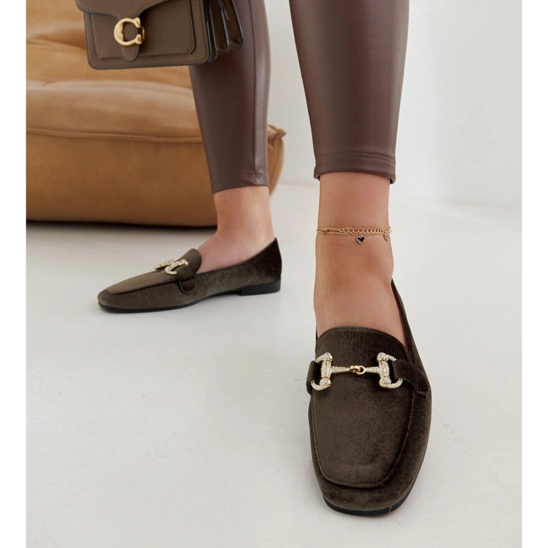 Fabrizian vihreät samettimokkasiinit strassilla 1