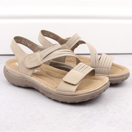 Mukavat naisten sandaalit tarranauhalla ja kuminauhalla, beige Rieker 64870-62 7