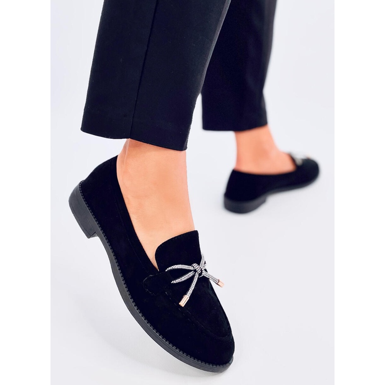 Saras Black naisten mokkanahkaiset mokasiinit musta 2