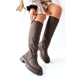 S.Barski Naisten korkeat saappaat armeijan vihreä 3