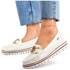 Mukavat, tyylikkäät harjakattoiset naisten mokasiinit, valkoiset harjakattoiset kengät valkoinen 3