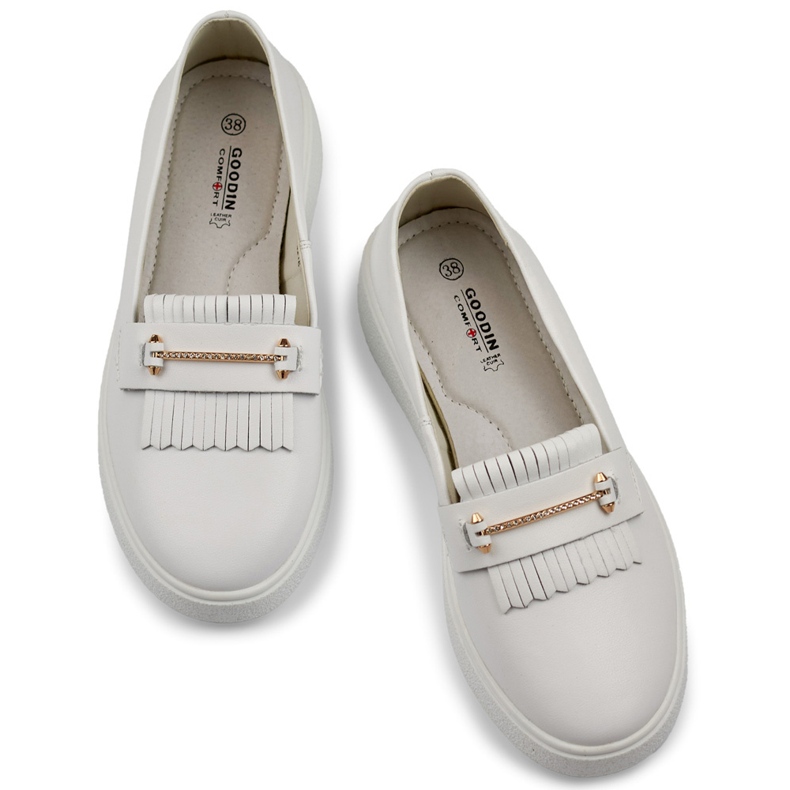 Naisten valkoiset nahkakengät valkoinen 1