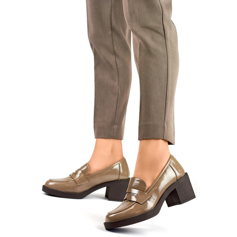 Naisten patentoidut matalakorkoiset kengät, matalakorkoiset pumput ruskea 2