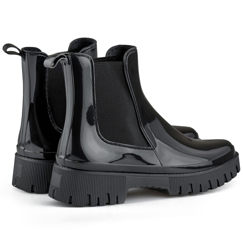 Mustat naisten Wellington-saappaat, joissa paksu pohja 1