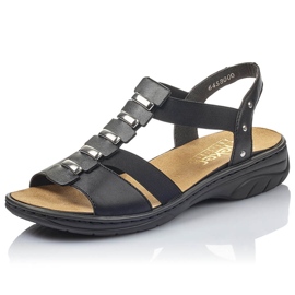 Mustat nahkaiset naisten roomalaiset kengät Rieker 64580 10
