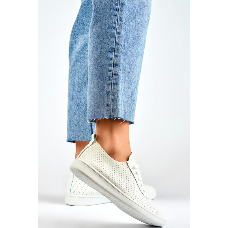 Valkoiset harjakattoiset lenkkarit naisille, harjakattoiset lenkkarit valkoinen 2