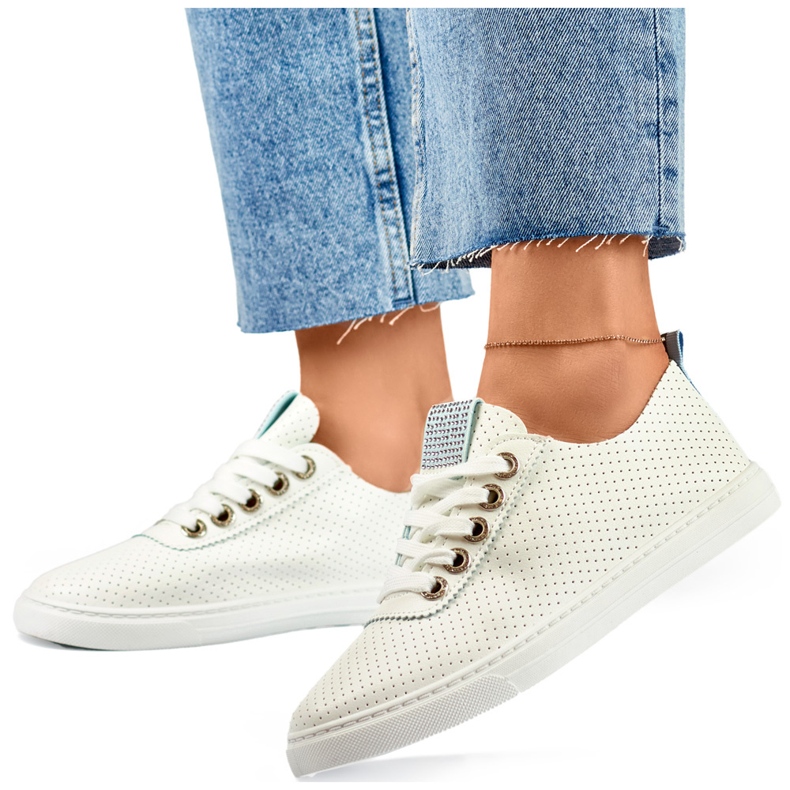 Valkoiset harjakattoiset lenkkarit, naisten harjakattoiset lenkkarit valkoinen 1