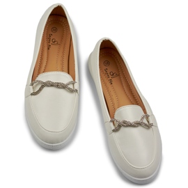Mukavat valkoiset naisten mokasiinit strassilla valkoinen 1