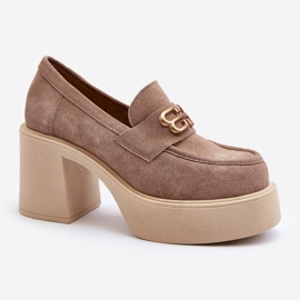 Zazoo 20170 Naisten mokkanahkakengät korkokengät, beige 1