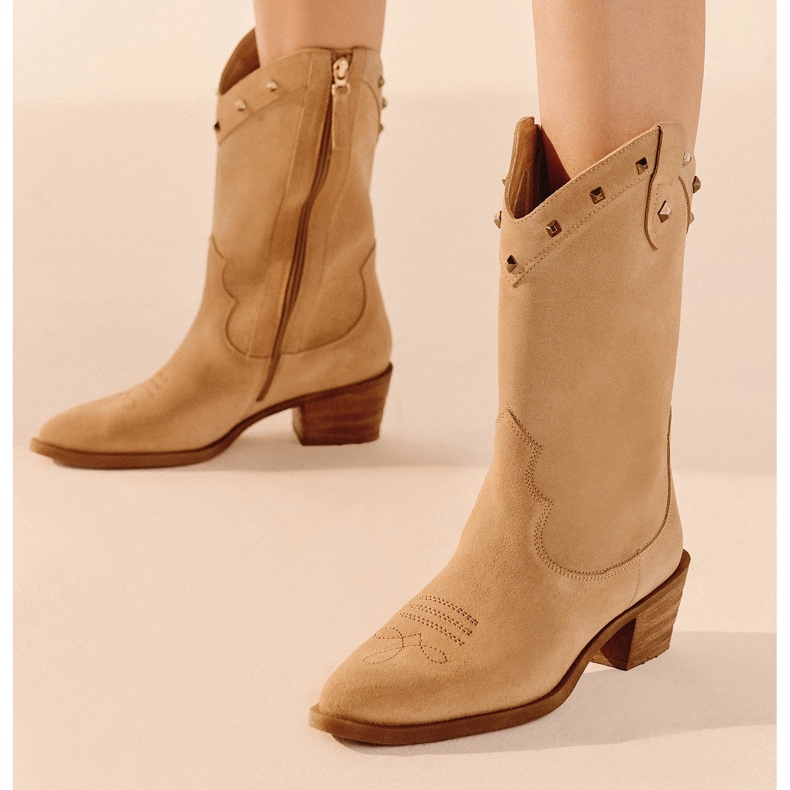 Marco Shoes Suede cowboysaappaat suihkuilla beige 2