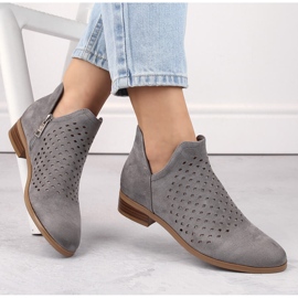 Naisten mokkanahkaiset nilkkurit, harmaa Vinceza 58240 1