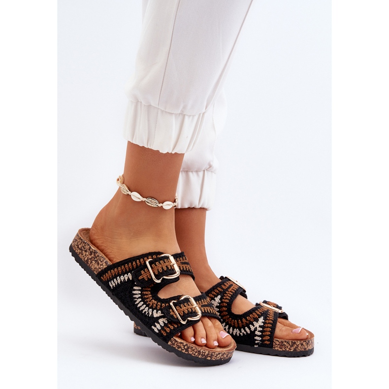 Naisten varvastossut korkkipohjalla, Black Fannea musta 2