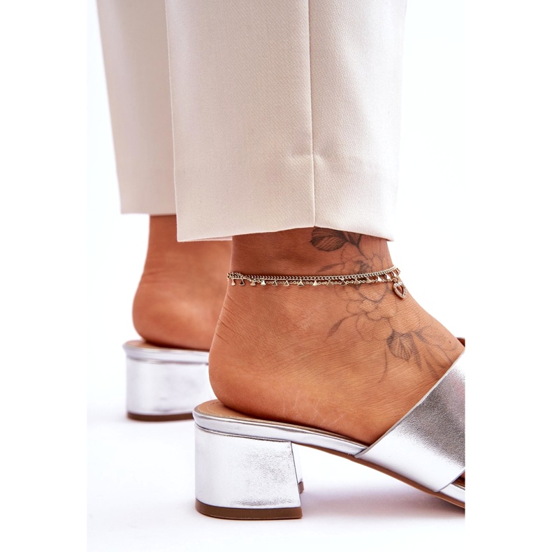 Joia Klassiset nahkatossut matalalla korolla, hopea 3