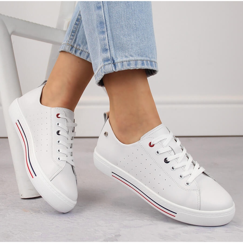 Filippo DP6029 valkoiset naisten nahkaiset urheilukengät valkoinen 1