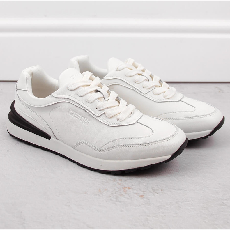 Miesten nahkaiset urheilukengät valkoiset Big Star NN174288 valkoinen 1