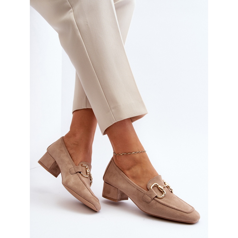 Beige Block kantapääpumput koristeella Dolvira 1