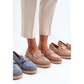 Naisten harjakattoiset mokasiinit koristeella, Pink Talesse vaaleanpunainen 1