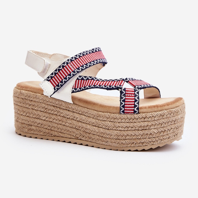 Naisten sandaalit punottu massiivipohja, valkoinen Luminea 2