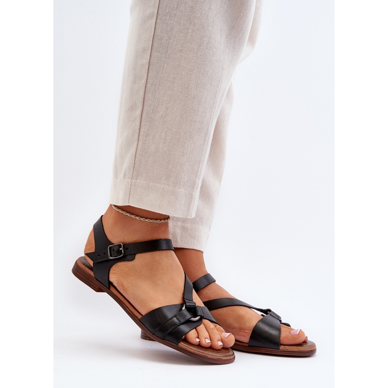 Zazoo 40182 naisten nahkasandaalit, musta 2